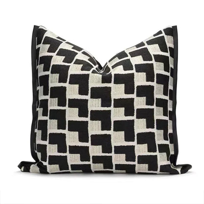 DecorBites™ Geometric Texture Black Gold Cushion Cover for Elegant Living Room Decor