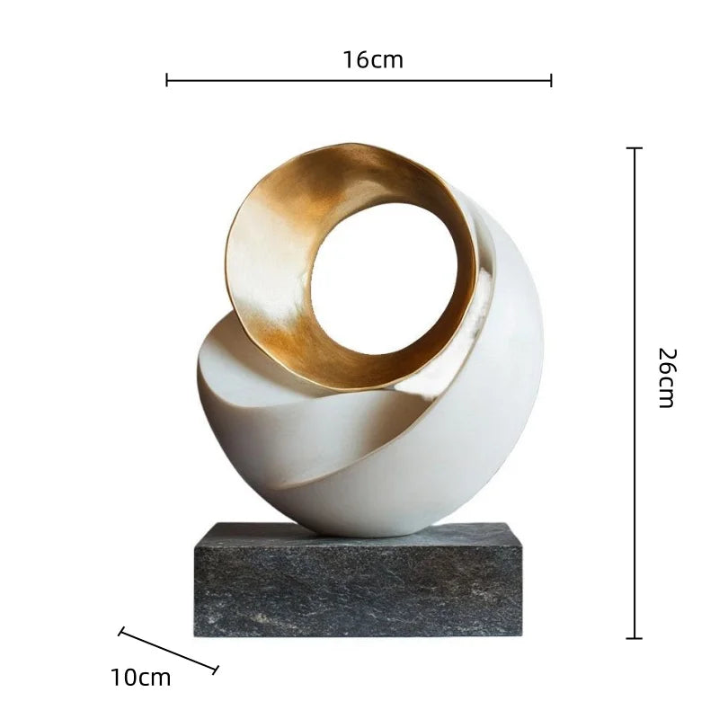 ™ Golden Ring Abstract Resin Figurines, Home Decor, Geometric Design
