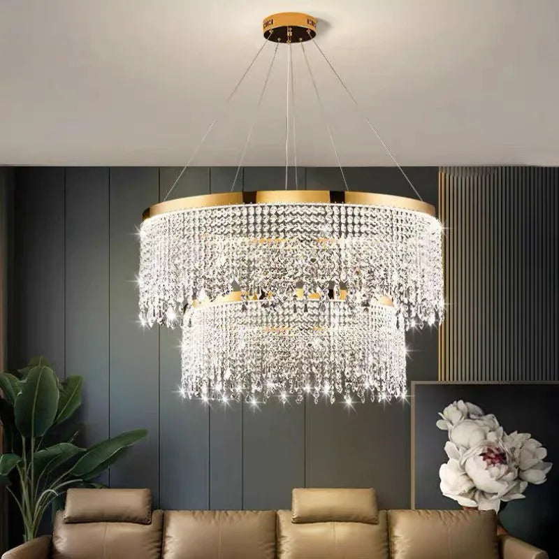DecorBites™ Crystal Chandelier Pendant Light for Living Dining Room Luxury Lamps