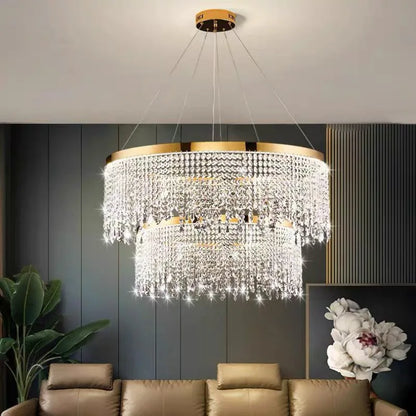 DecorBites™ Crystal Chandelier Pendant Light for Living Dining Room Luxury Lamps