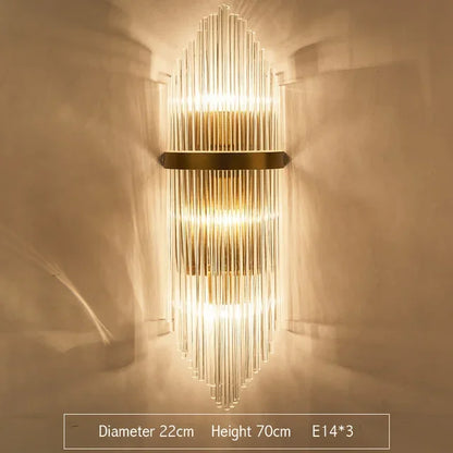 DecorBites™ Glass Rod Crystal Wall Sconce: Modern Luxury Bedroom Living Room Light