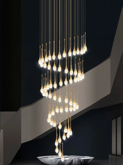 DecorBites™ Crystal LED Chandeliers: Elegant Staircase Hanging Lights for Luxe Living Spaces