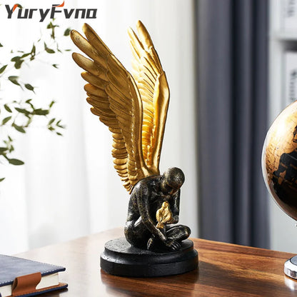 DecorBites™ Abstract Golden Character Resin Statue Modern Home Decor Ornament Scandinavian Style