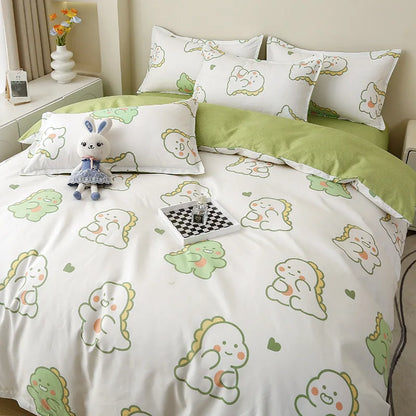 DecorBites™ Cartoon Lattice Floral Geometric Pattern Bedding Set