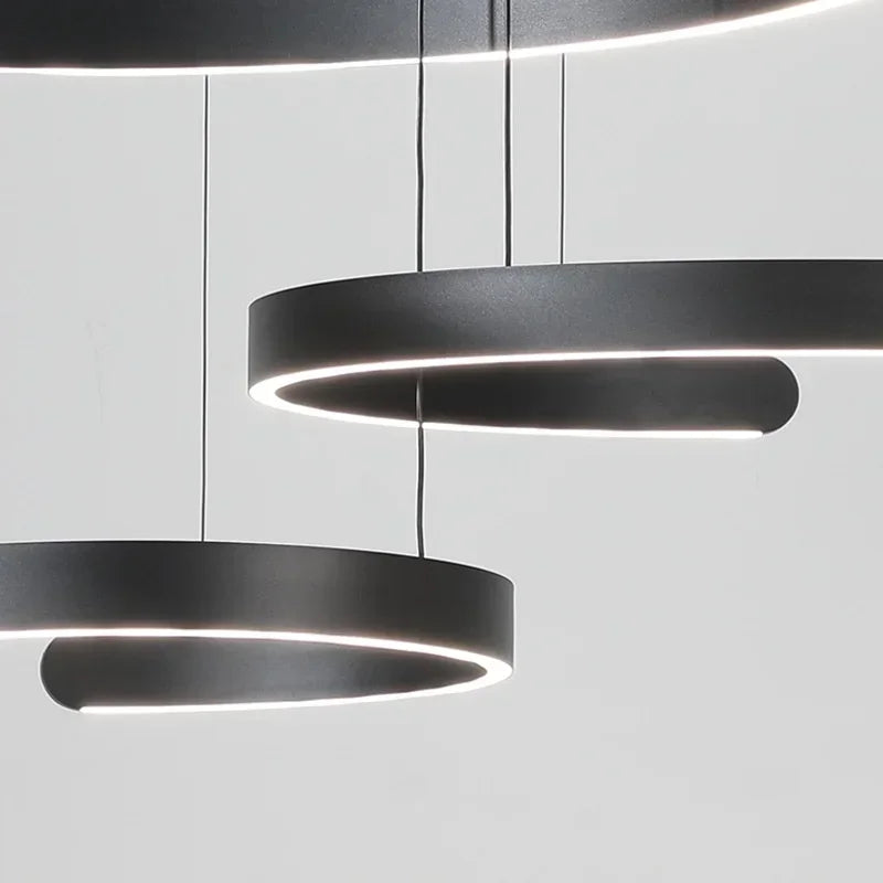 DecorBites™ Black LED Chandelier Pendant Light for Foyer Stairs Bar, Minimalist Indoor Hanging Lamp