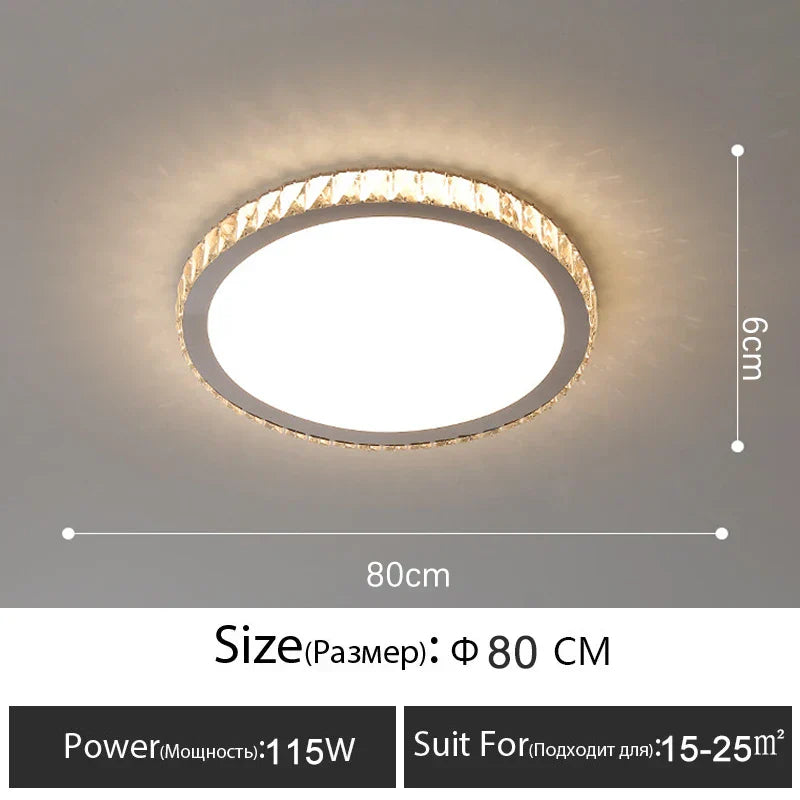 DecorBites™ Crystal LED Ceiling Lamp: Luxury Golden Glossy Lighting Fixture for Living Room