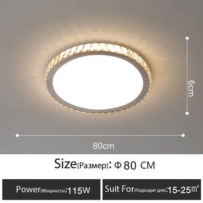 DecorBites™ Crystal LED Ceiling Lamp: Luxury Golden Glossy Lighting Fixture for Living Room