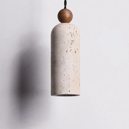 DecorBites™ LED Pendant Lamp Yellow Travertine Wood Hanging Light Fixture Luminaire