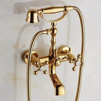 DecorBites™ Antique Brass Shower Faucet Kit with Wall Mounted Hand Held Shower Head