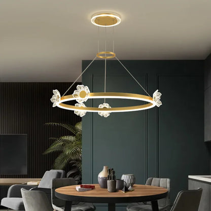 DecorBites™ Gold Butterfly LED Round Ceiling Chandelier for Living Room and Bedroom