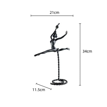 "DecorBites™ Ballerina Dancer Sculpture - Abstract Metal Handicraft Figurine for Room Decor"