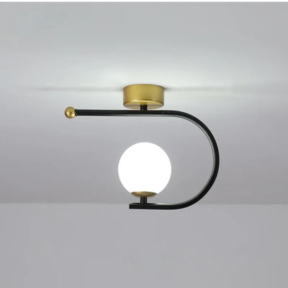 DecorBites™ Gold Glass LED Ceiling Light Simple Home Decor Living Room Bedroom Fixture