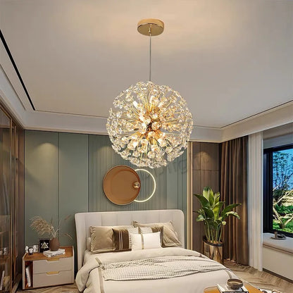 DecorBites™ Gold Crystal Chandelier: Luxury LED Hanging Lamp for Living and Dining Room