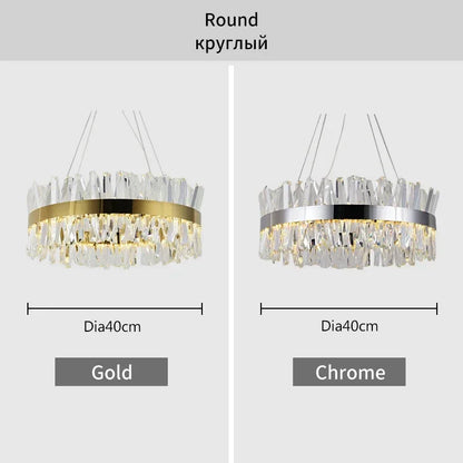 DecorBites™ Crystal LED Chrome Pendant Chandelier for Kitchen Dining Living Room