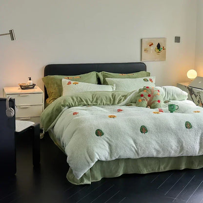 DecorBites™ Full Matte Ant Velvet Winter Duvet Set Queen Bedding Warmth Fluffy Blanket
