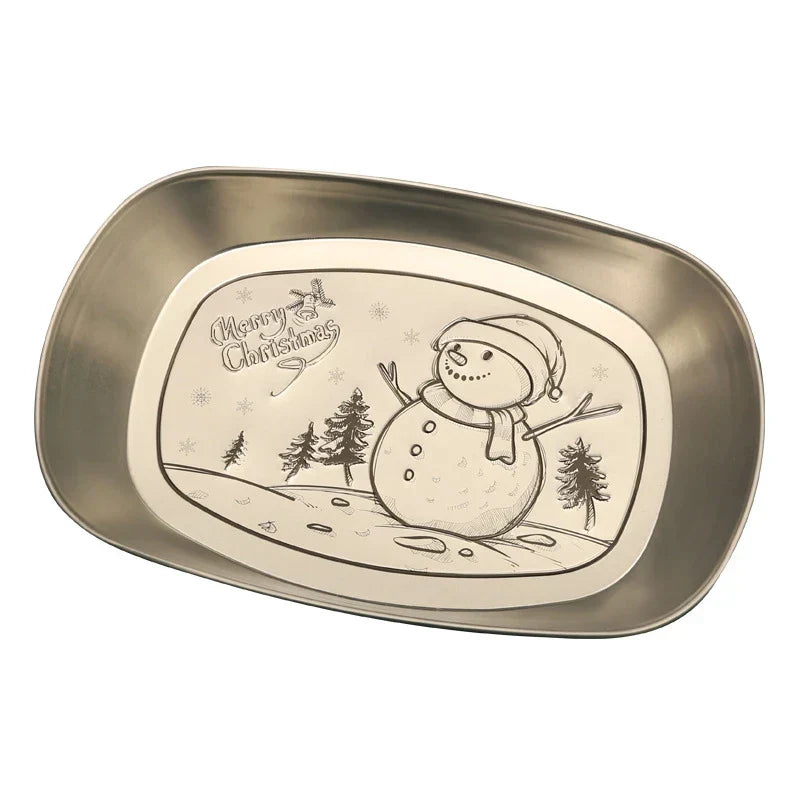 DecorBites™ Christmas Fruit Tray Santa Claus Snowman Print Decorative Plate
