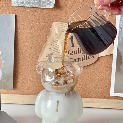DecorBites™ Bear Glass Cups: Cute Heat-resistant 320ml Latte Cups for Coffee.