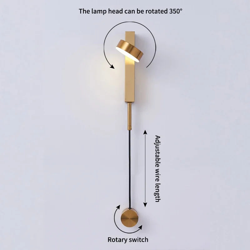 DecorBites™ Black Rotating LED Wall Lamp for Bedroom, Stair, Aisle - Modern Indoor Lighting Fixtures
