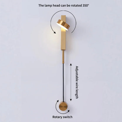 DecorBites™ Black Rotating LED Wall Lamp for Bedroom, Stair, Aisle - Modern Indoor Lighting Fixtures