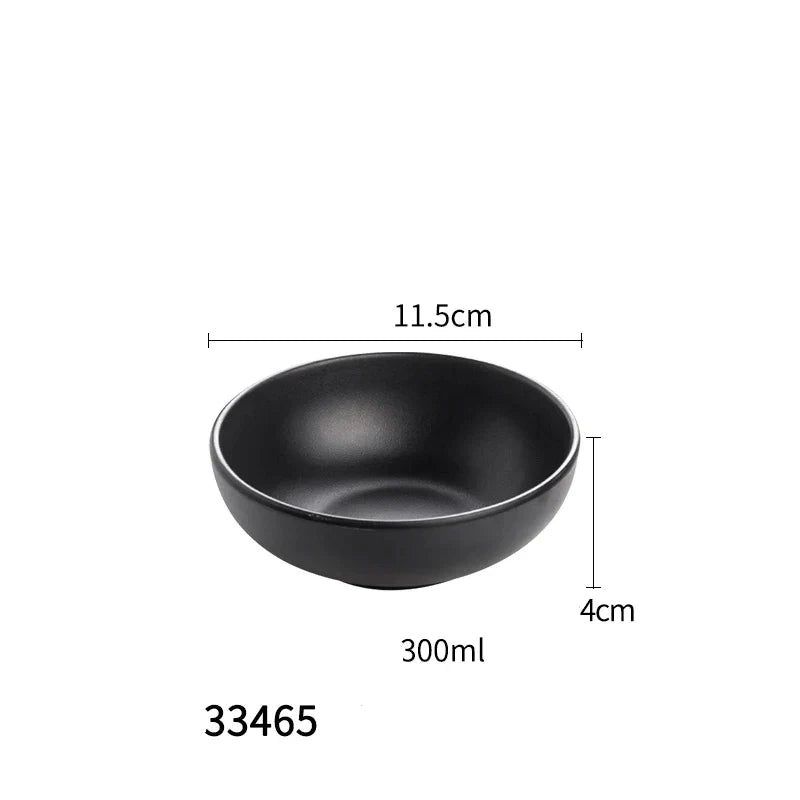DecorBites™ Black Melamine Plastic Dipping Sauce Dish Bowl Set - Pack of 4