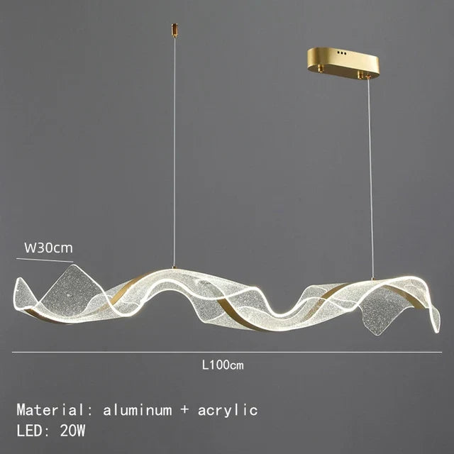 DecorBites™ LED Acrylic Chandelier Dining Room Light Fixtures Adjustable Kitchen Hanging Lamp