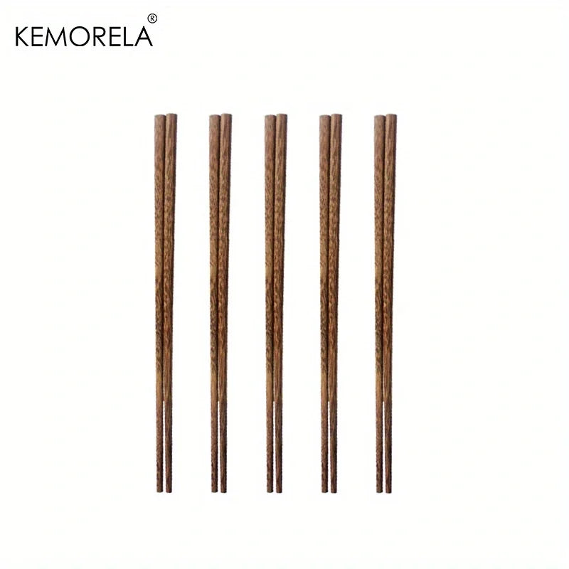 DecorBites™ 5PCS Natural Wooden Chopsticks - Japanese Hotel Restaurant Special Chopsticks For Ramen Rice