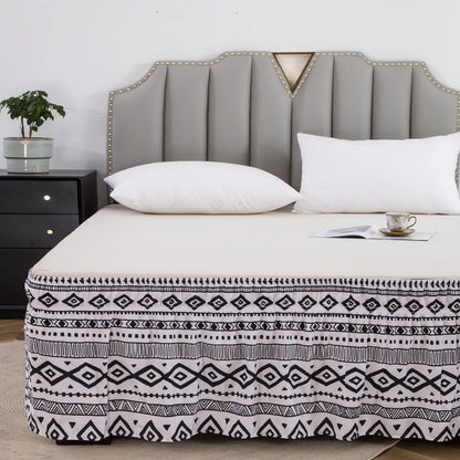 DecorBites™ Elastic Band Diamond Lattice Ruffled Bed Skirt for Queen Size Mattress