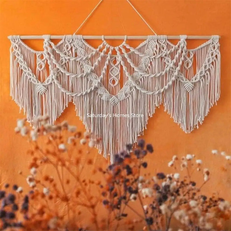 DecorBites™ Large Macrame Bohemian Tapestry Wall Hanging for Boho Decor in Living Room
