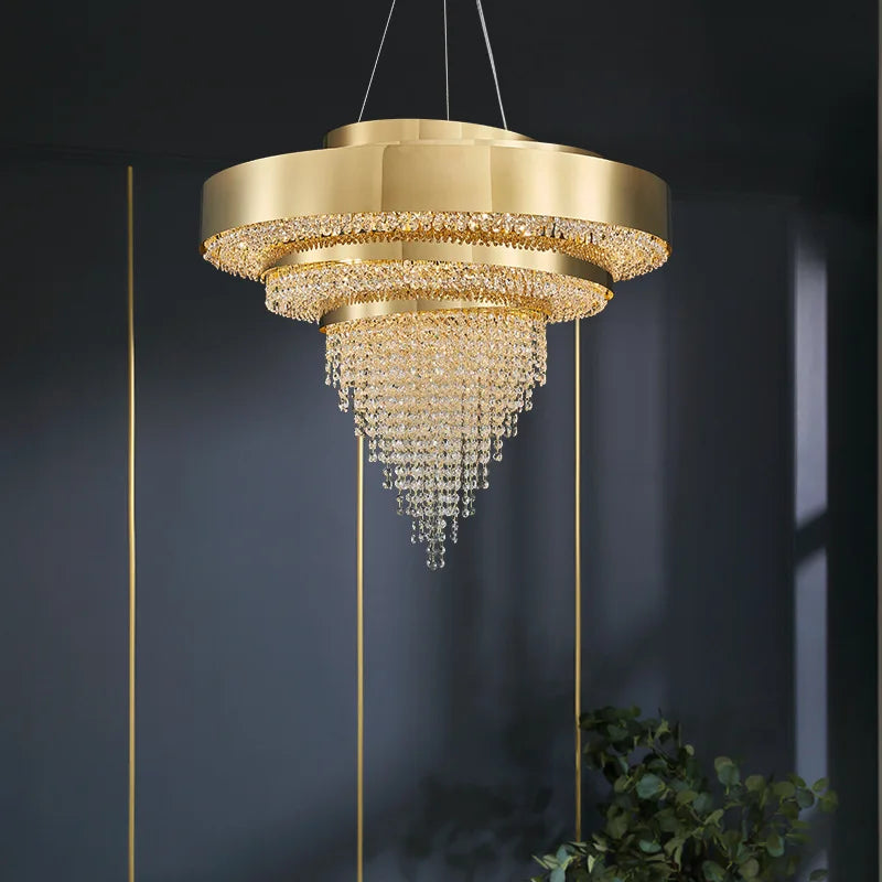 ™ Golden Crystal Chandelier for Luxury Living & Dining Rooms