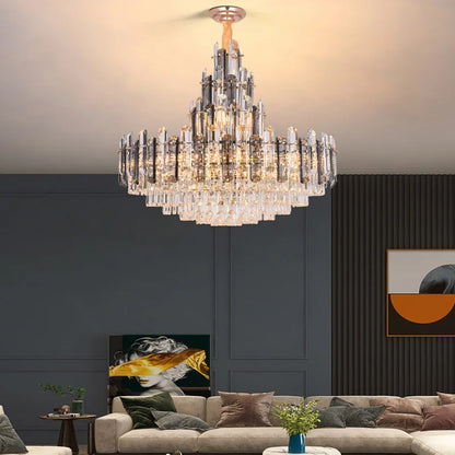 DecorBites™ Crystal LED Oval Round Chandelier Hanging Lamp - Dimmable Ceiling Pendant