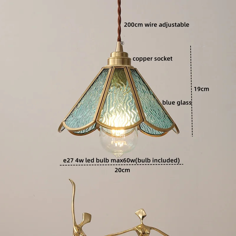 DecorBites™ Blue Glass LED Pendant Light - Modern Nordic Style for Bedroom, Living Room