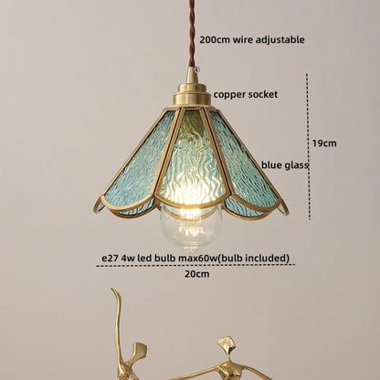 DecorBites™ Blue Glass LED Pendant Light - Modern Nordic Style for Bedroom, Living Room