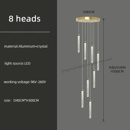 DecorBites™ Golden LED Crystal Chandelier for Living Room Staircase