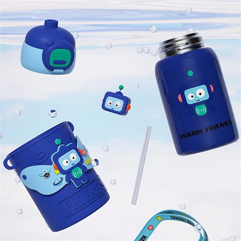 DecorBites™ Cartoon Animals Insulated Stainless Steel Mug with Silicone Sleeve