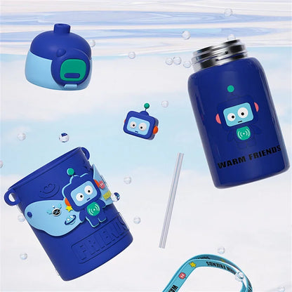 DecorBites™ Cartoon Animals Insulated Stainless Steel Mug with Silicone Sleeve