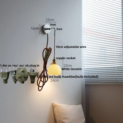 DecorBites™ Ceramic LED Wall Sconce Pull Chain Switch, Modern Nordic Bathroom Mirror Light