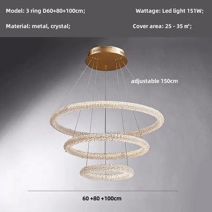 DecorBites™ Crystals Pendant Lights: Modern Dimmable Chandelier for Luxury Living Room, Dining, Bedroom