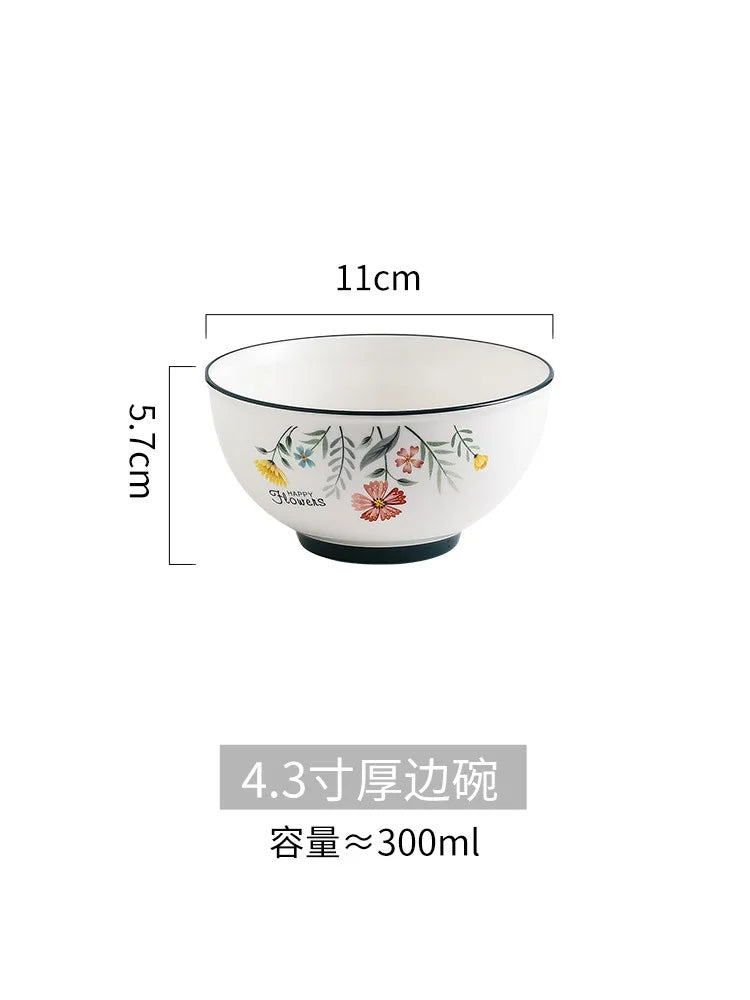 DecorBites™ Bone China Rice Noodles Bowl and Dinner Plate Set