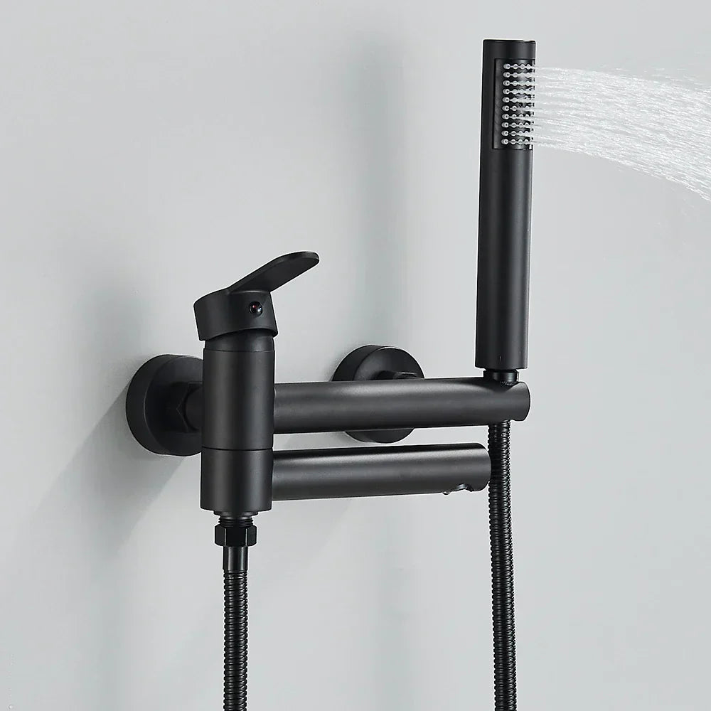 DecorBites™ Black Wall Mounted Waterfall Bathtub Faucet for Embedded In-wall Tub Shower System