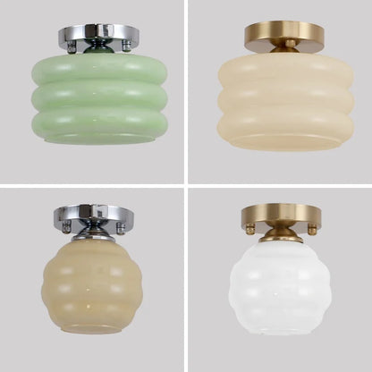 DecorBites™ Creamy Glass Iron LED Ceiling Light - Modern Indoor Lighting Fixtures