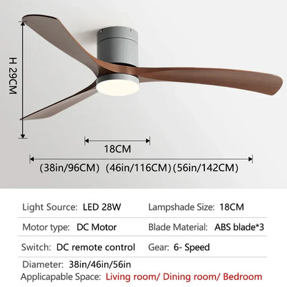 DecorBites™ 46" Modern Black Ceiling Fan with Remote Control and LED Light