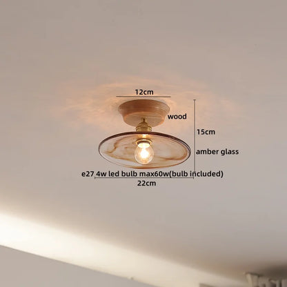 DecorBites™ Amber Glass LED Ceiling Lights Modern Decoration for Home Porch Restaurant