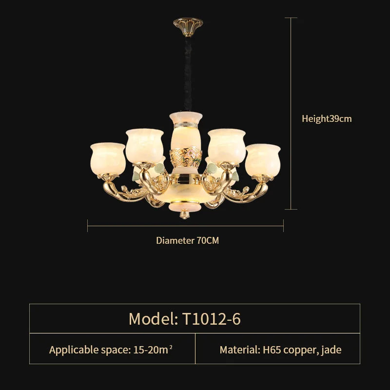 DecorBites™ Luxe Jade Copper Living Room Chandelier