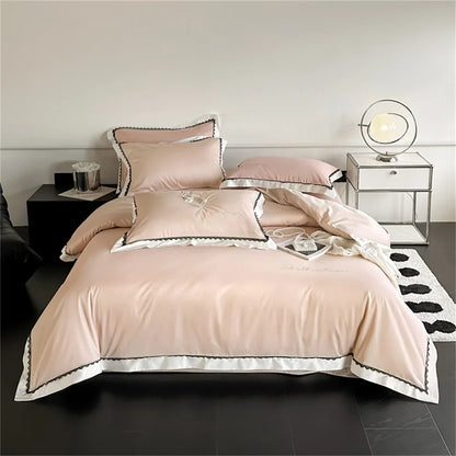 DecorBites™ Hot Diamond Lace Egyptian Cotton Bedding Set: Sheet, Pillowcase, Duvet Cover, Full-Queen-King Size