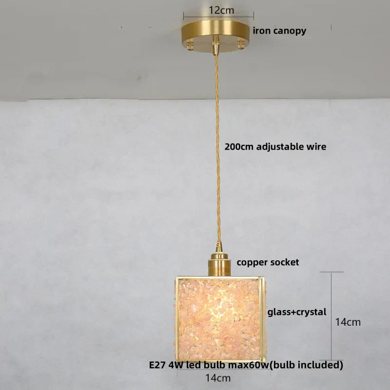 DecorBites™ Copper Walnut LED Pendant Lamp Crystal Glass Hanging Light