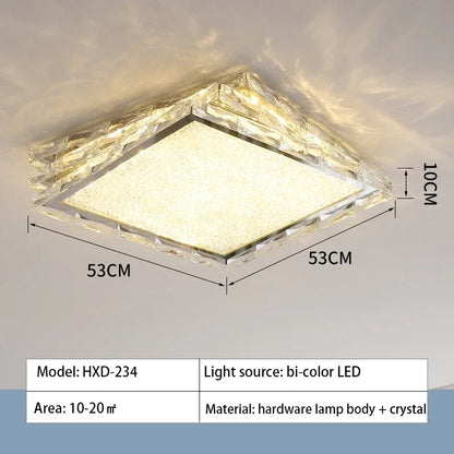 DecorBites™ Crystal Ceiling Lamp: Modern Gold Light Luxury LED Square Chrome Indoor Lighting