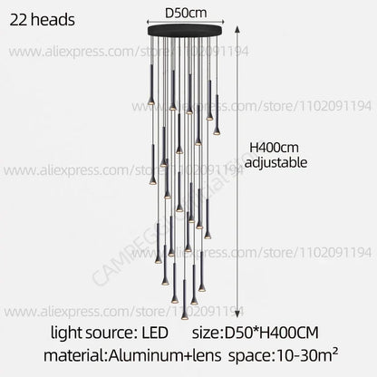 DecorBites™ Horn-Shaped Nordic Pendant Lamp for Modern Living Room and Staircase