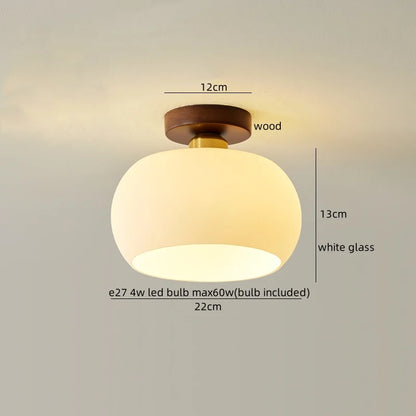 DecorBites™ Glass LED Ceiling Lamp Copper Walnut Modern Living Room Lighting Fixtures