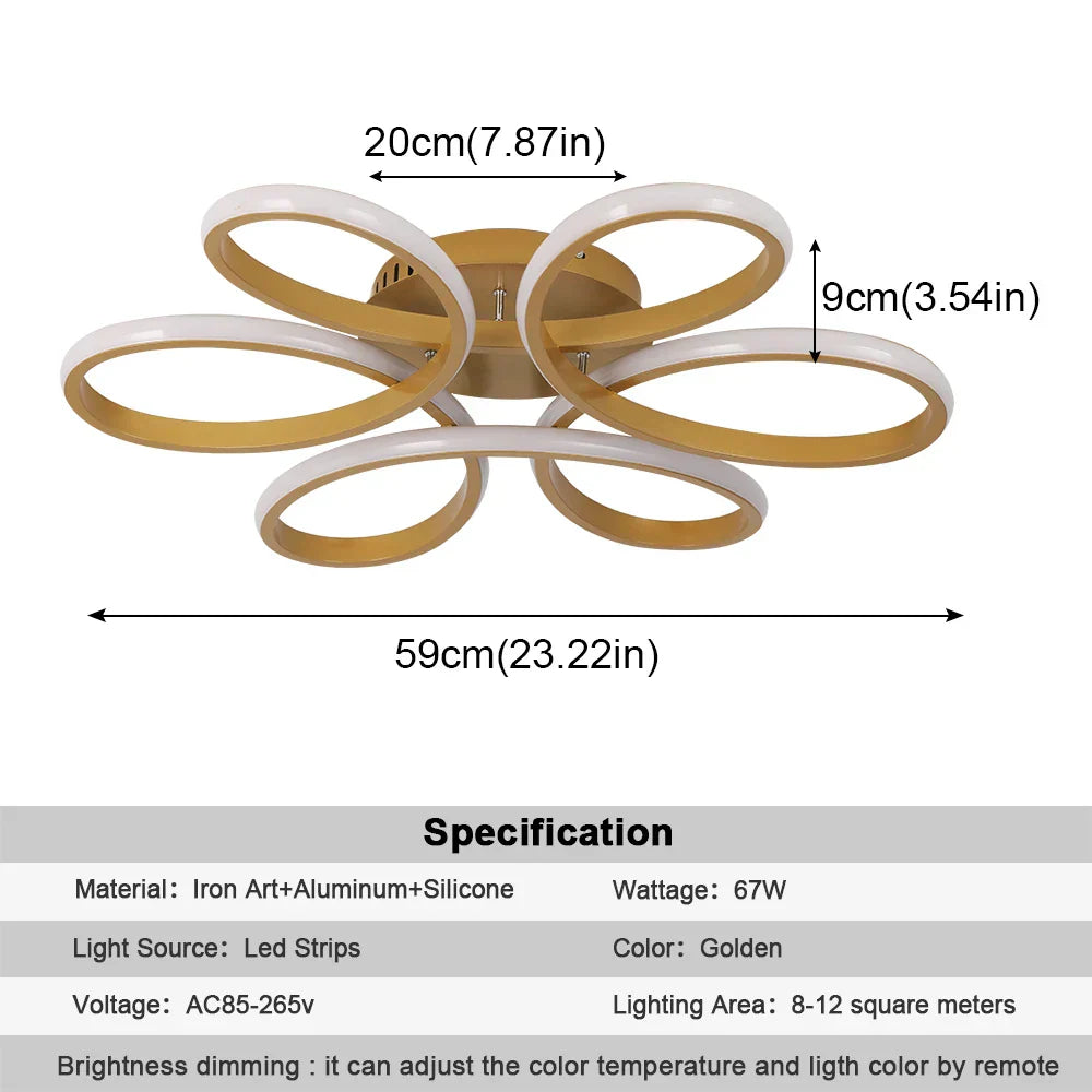 ™ Gold Flower Acrylic Pendant Chandelier - Modern LED Ceiling Light