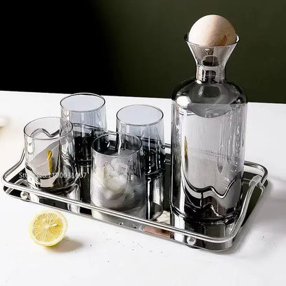 DecorBites™ Gray Amber Glass Water Pitcher with Handle, Heat Resistant Tea Pot & Juice Jug